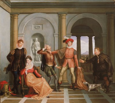 Escena de La Fierecilla Domada de Shakespeare (Katharina y Petruchio) de Washington Allston